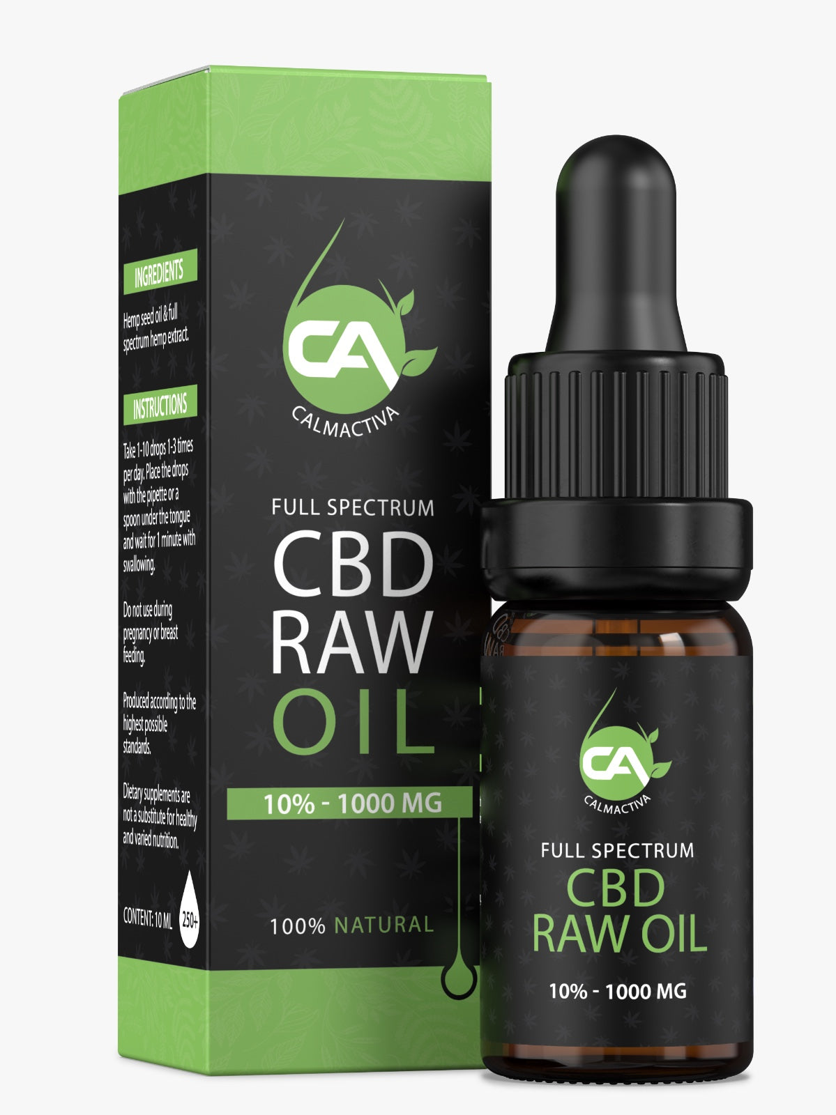 Calmactiva CBD-olie RAW 10% (1000 mg) – 10 ml - CalmActiva